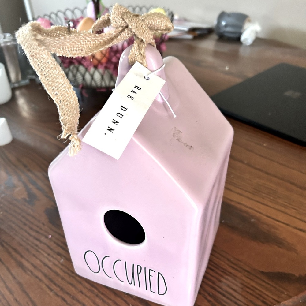 Rae Dunn Pink Birdhouse “Occupied” NWT